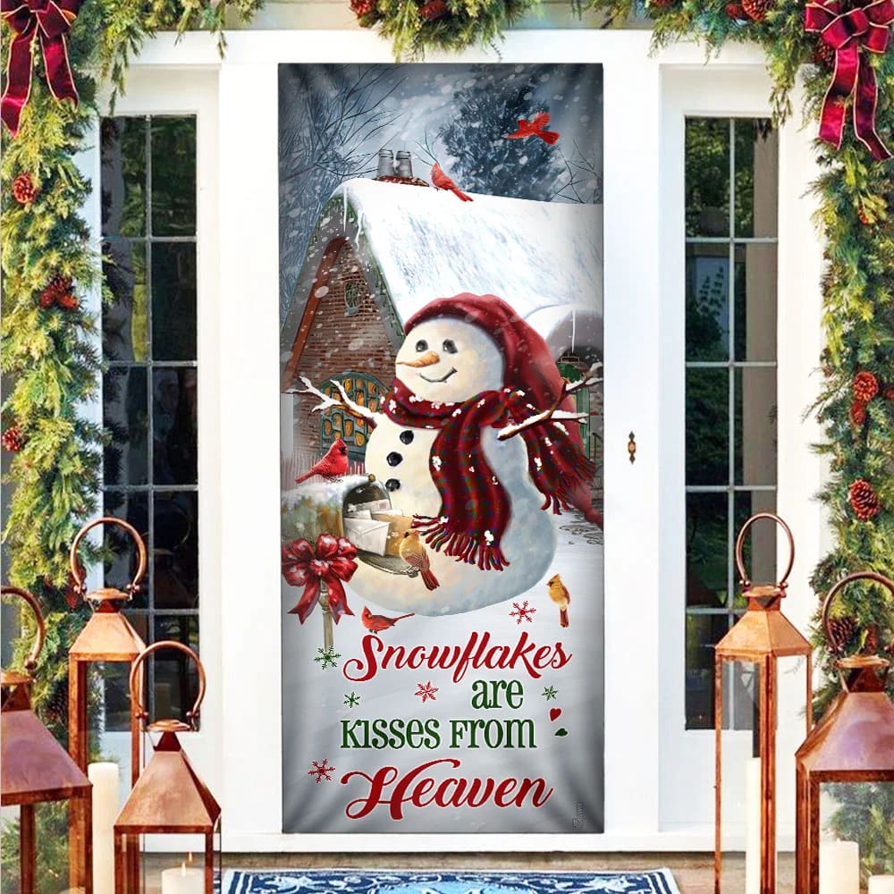 Christmas Door Cover Snowflakes Are Kisses From Heaven - Christmas Door Cover