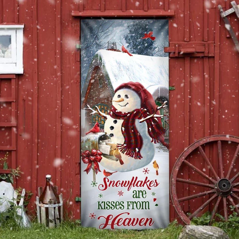 Christmas Door Cover Snowflakes Are Kisses From Heaven - Christmas Door Cover