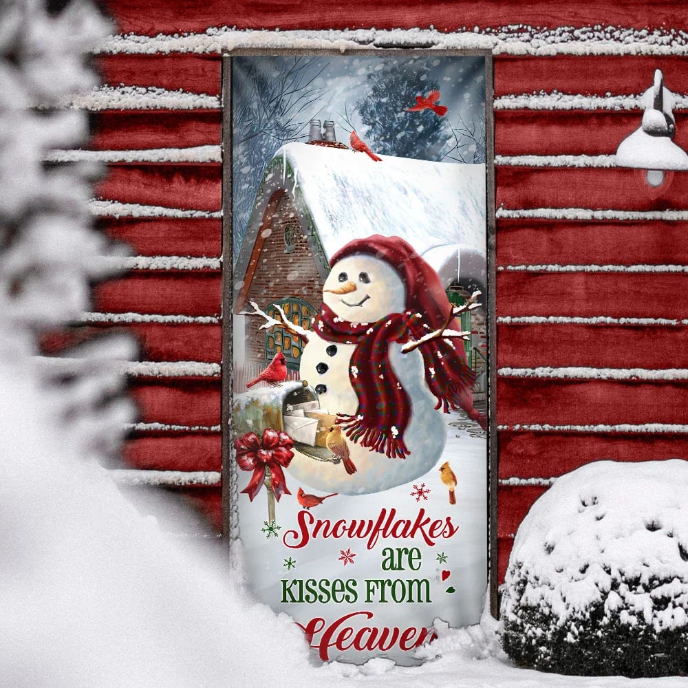 Christmas Door Cover Snowflakes Are Kisses From Heaven - Christmas Door Cover