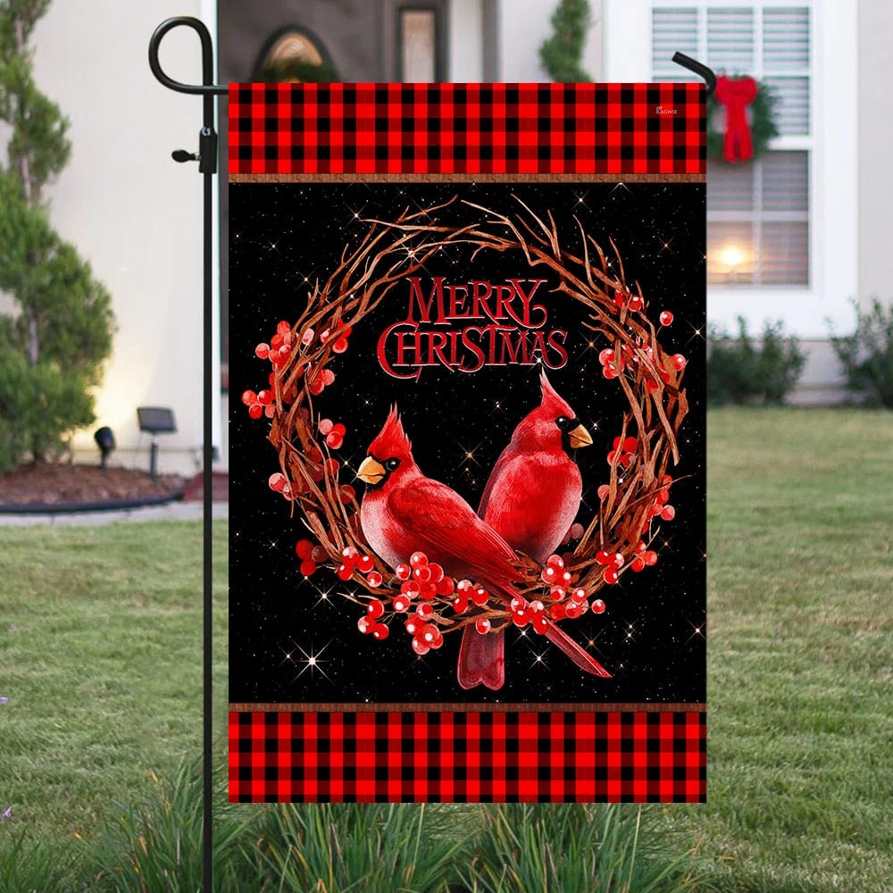 Christmas Flag Merry Christmas Cardinal Flag - Christmas Garden Flag - Christmas House Flag - Christmas Outdoor Decoration