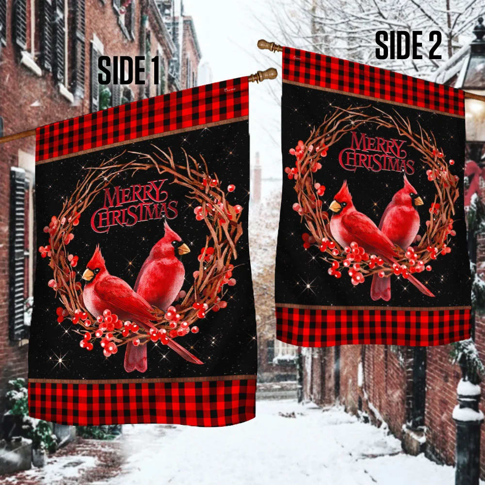 Christmas Flag Merry Christmas Cardinal Flag - Christmas Garden Flag - Christmas House Flag - Christmas Outdoor Decoration