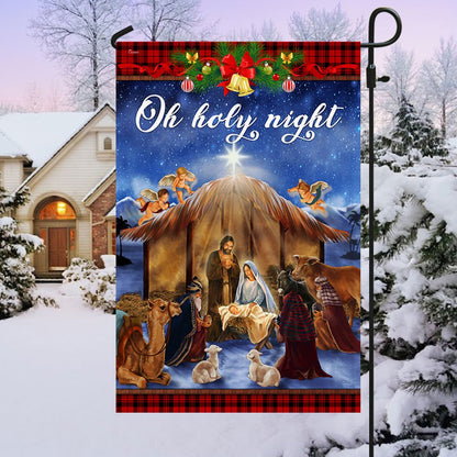 Christmas Flag Nativity Scene Oh Holy Night Jesus Was Born - Religious Christmas House Flags