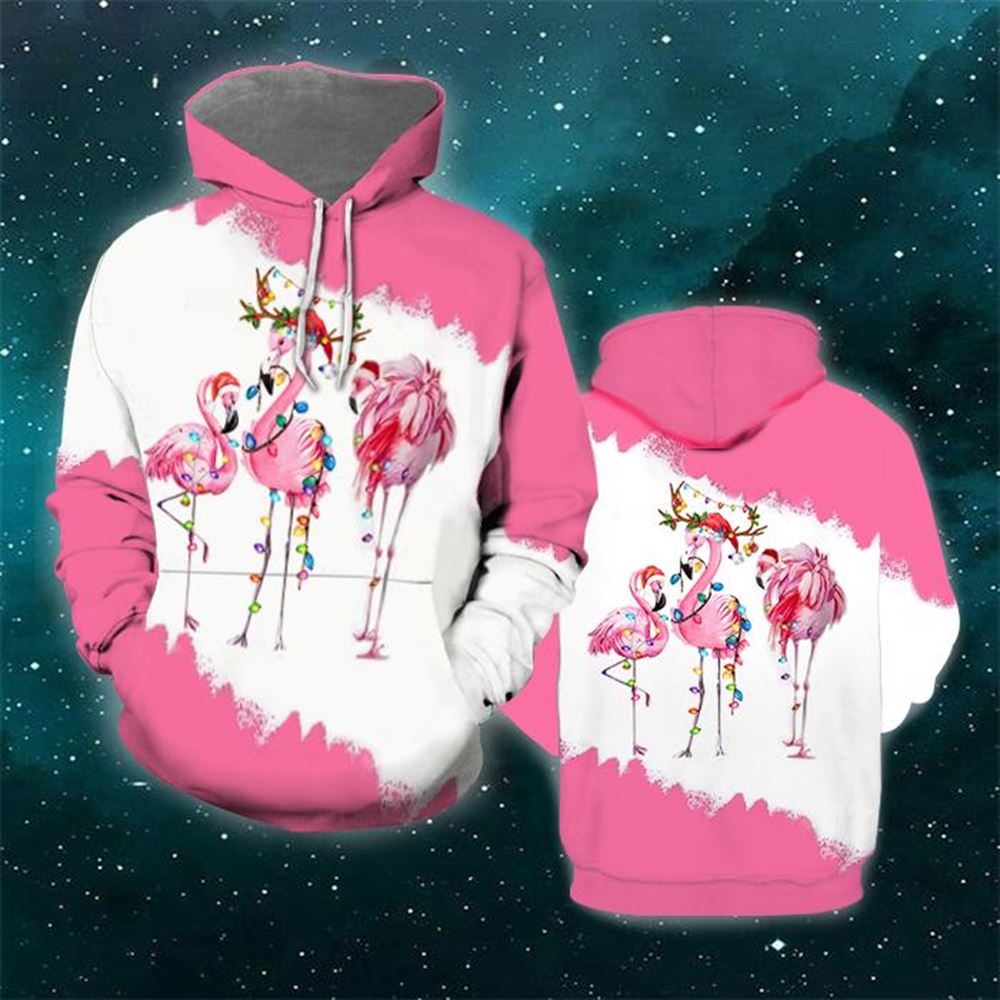 Christmas Flamingo All Over Print 3D Hoodie For Men And Women, Christmas Gift, Warm Winter Clothes, Best Outfit Christmas
