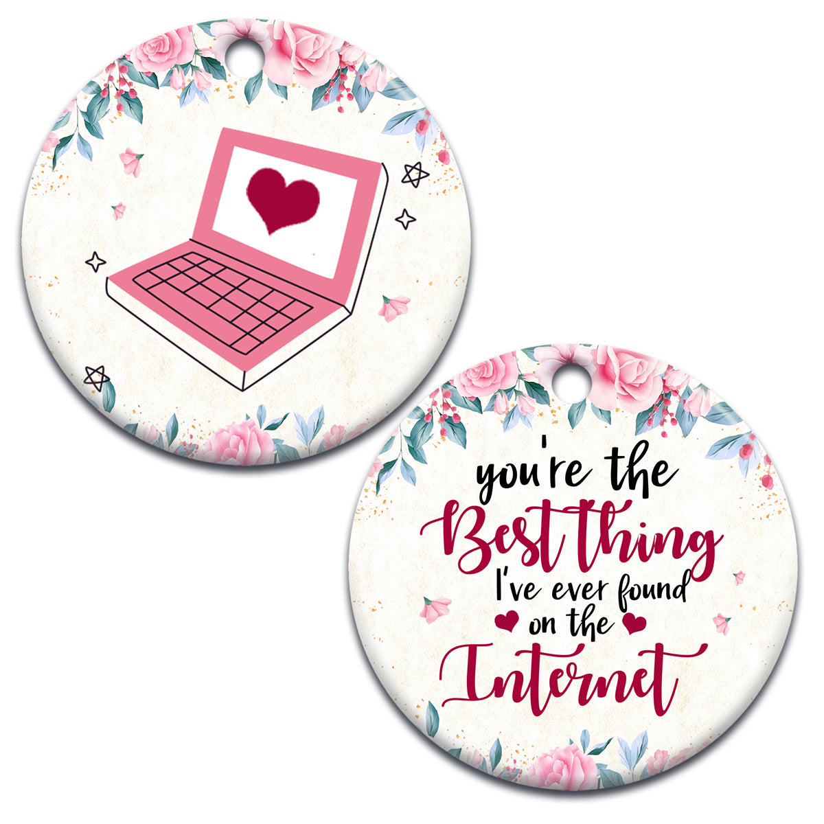 Christmas Gift Best Thing I Have Ever Found On The Internet Ceramic Circle Ornament - Decorative Ornament - Christmas Ornament