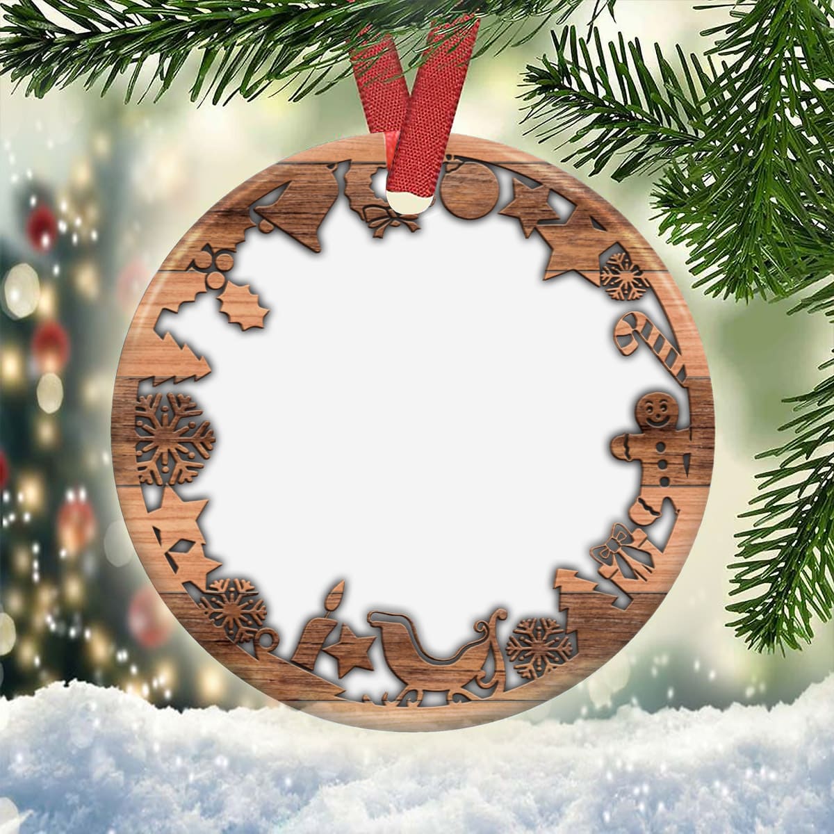 Christmas Gift Ceramic Circle Ornament - Decorative Ornament - Christmas Ornament