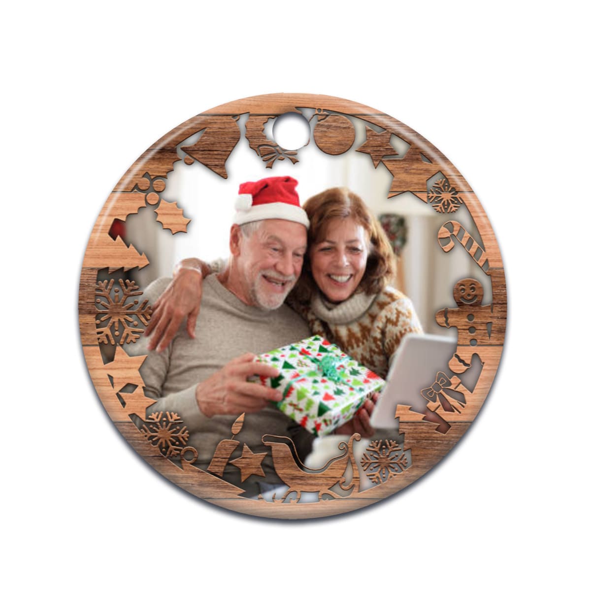 Christmas Gift Ceramic Circle Ornament - Decorative Ornament - Christmas Ornament