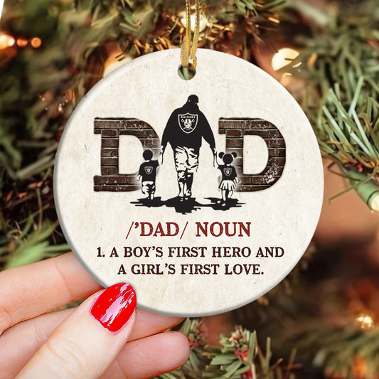 Christmas Gift Dad A Boys First Hero And A Girls First Love Ceramic Circle Ornament - Decorative Ornament - Christmas Ornament