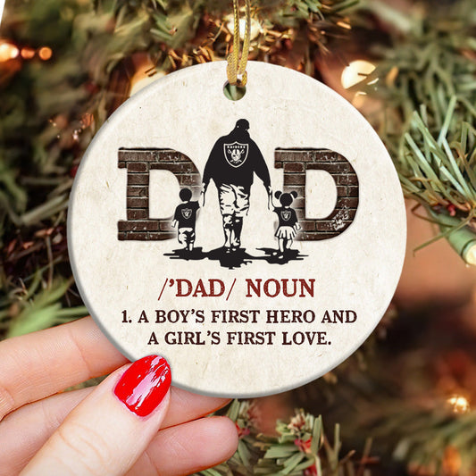 Christmas Gift Dad A Boys First Hero And A Girls First Love Circle Ornament - Christmas Ornament - Ciaocustom
