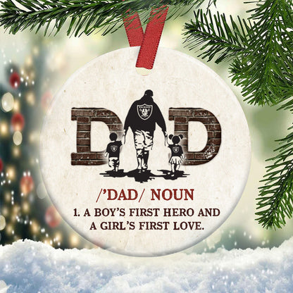 Christmas Gift Dad A Boys First Hero And A Girls First Love Circle Ornament - Christmas Ornament - Ciaocustom