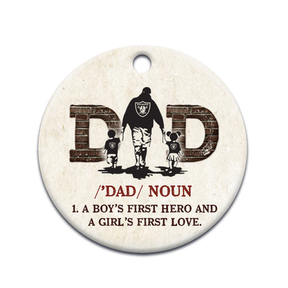 Christmas Gift Dad A Boys First Hero And A Girls First Love Circle Ornament - Christmas Ornament - Ciaocustom