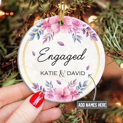 Christmas Gift Engaged Ceramic Circle Ornament - Decorative Ornament - Christmas Ornament