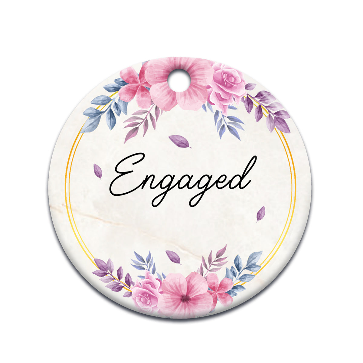 Christmas Gift Engaged Ceramic Circle Ornament - Decorative Ornament - Christmas Ornament