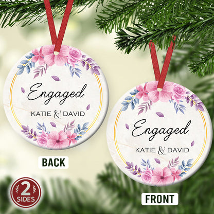 Christmas Gift Engaged Ceramic Circle Ornament - Decorative Ornament - Christmas Ornament
