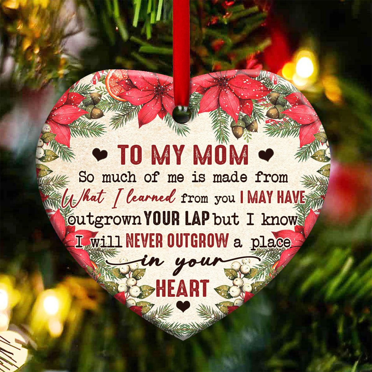 Christmas Gift To My Mom Heart Ceramic Ornament - Christmas Ornament - Christmas Gift