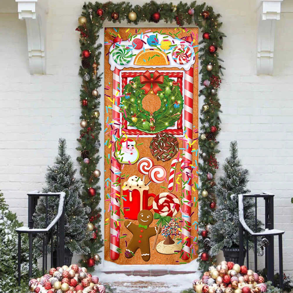 Christmas Ginger Bread Door Cover - Door Christmas Cover - Christmas Outdoor Decoration