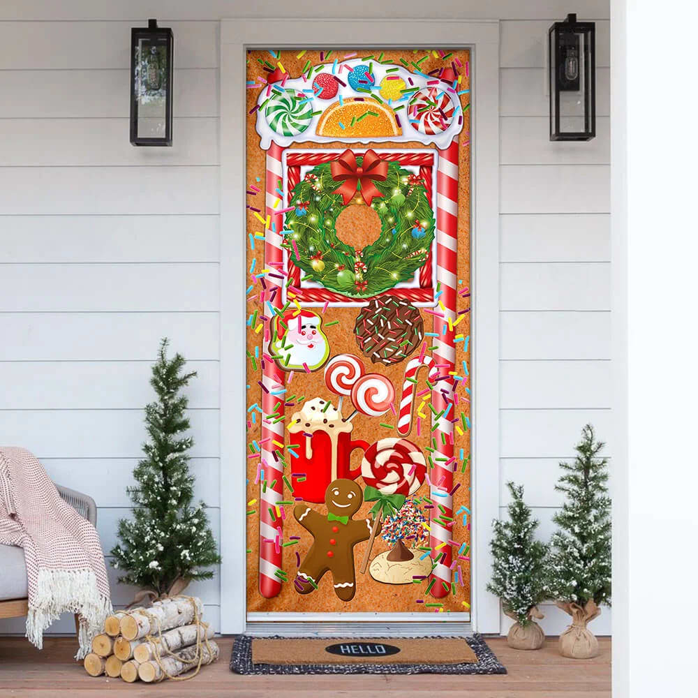 Christmas Ginger Bread Door Cover - Door Christmas Cover - Christmas Outdoor Decoration