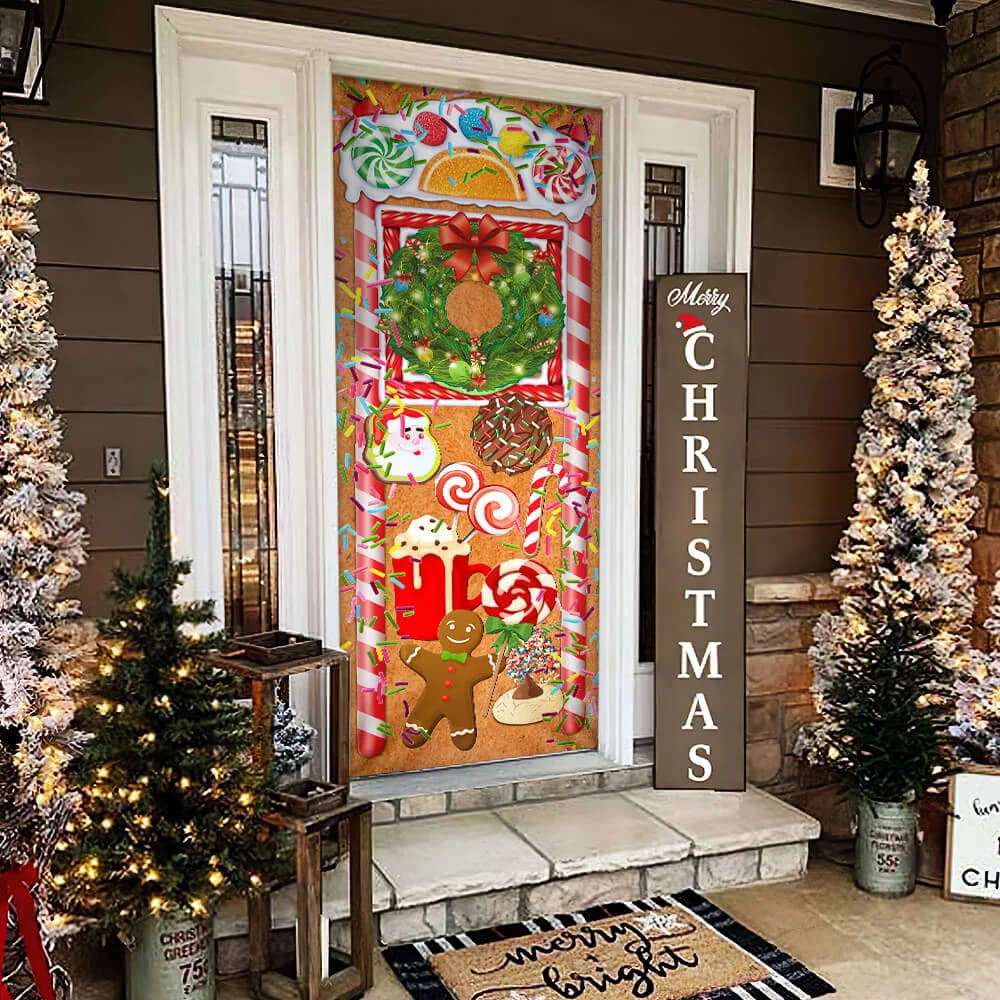 Christmas Ginger Bread Door Cover - Door Christmas Cover - Christmas Outdoor Decoration