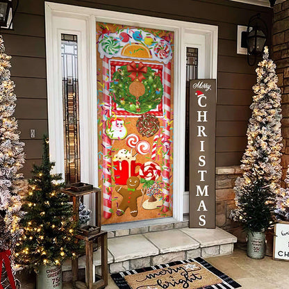 Christmas Ginger Bread Door Cover - Door Christmas Cover - Christmas Outdoor Decoration
