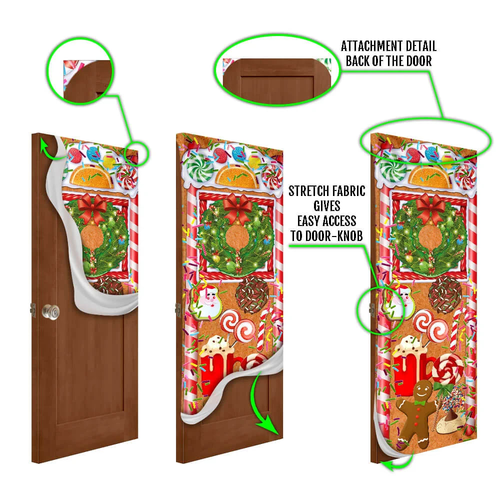 Christmas Ginger Bread Door Cover - Door Christmas Cover - Christmas Outdoor Decoration