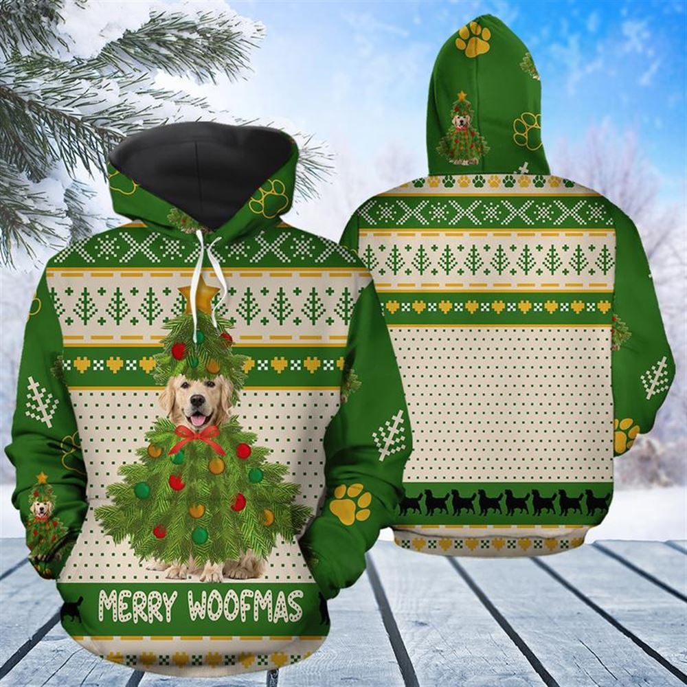 Christmas Golden Retriever Merry Woofmas All Over Print 3D Hoodie For Men And Women, Best Gift For Dog lovers, Best Outfit Christmas