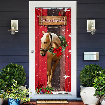 Christmas Horse Door Cover - Christmas Horse Decor - Christmas Outdoor Decoration