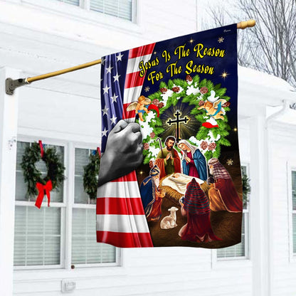 Christmas Nativity Holy Family Jesus Is The Reason For The Season Flag