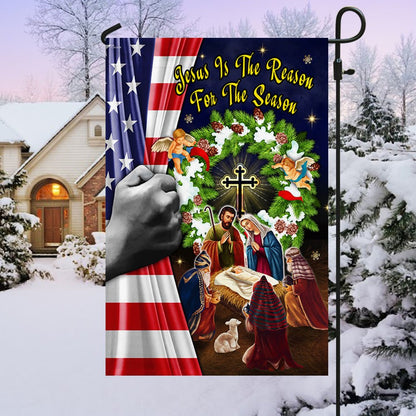Christmas Nativity Holy Family Jesus Is The Reason For The Season Flag