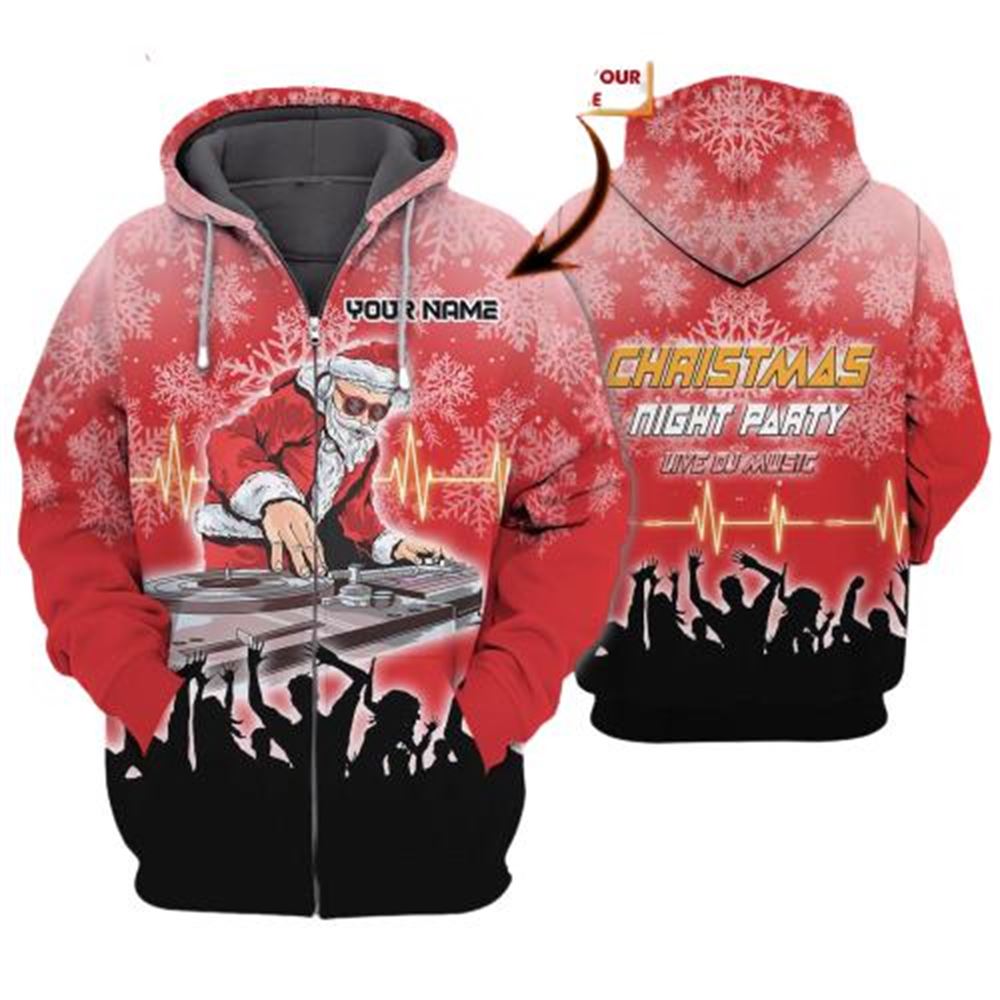 Christmas Night Party Live Dj Music All Over Print 3D Hoodie For Men And Women, Christmas Gift, Warm Winter Clothes, Best Outfit Christmas