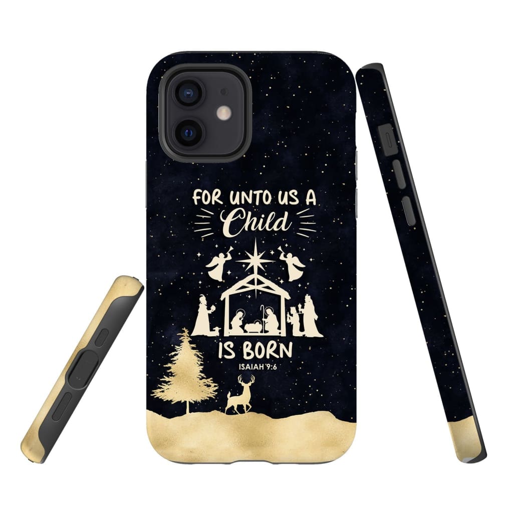 Christmas Phone Case - For Unto Us A Child Is Born - Nativity Scene - Bible Verse Phone Cases Samsung