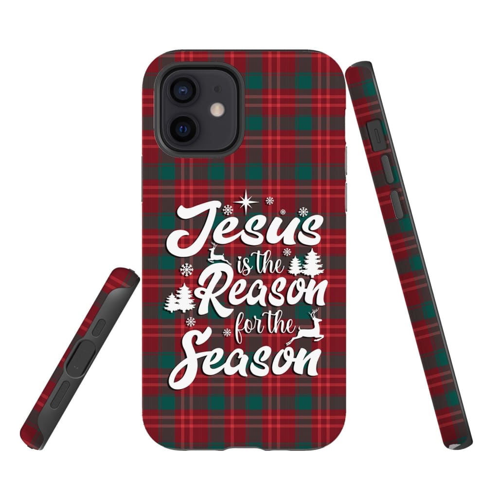 Christmas Phone Case - Jesus Is The Reason For The Season - Buffalo Plaid - Bible Verse Phone Cases Samsung