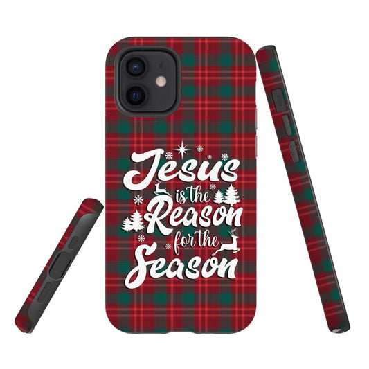Christmas Phone Case - Jesus Is The Reason For The Season - Buffalo Plaid - Bible Verse Phone Cases Samsung