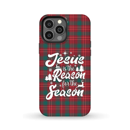 Christmas Phone Case - Jesus Is The Reason For The Season - Buffalo Plaid - Bible Verse Phone Cases Samsung