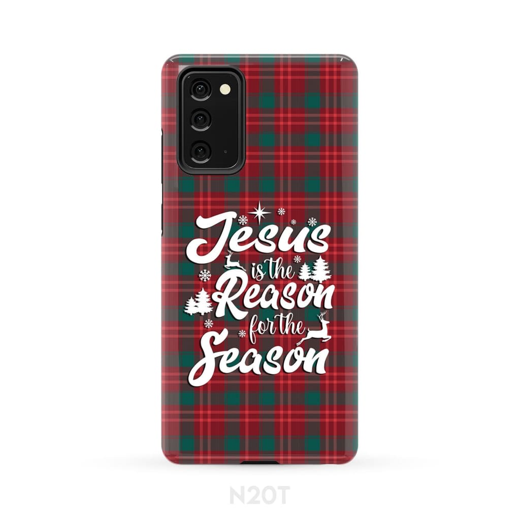 Christmas Phone Case - Jesus Is The Reason For The Season - Buffalo Plaid - Bible Verse Phone Cases Samsung