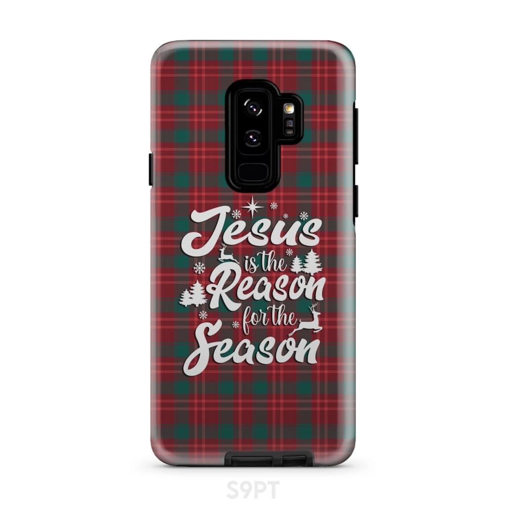 Christmas Phone Case - Jesus Is The Reason For The Season - Buffalo Plaid - Bible Verse Phone Cases Samsung