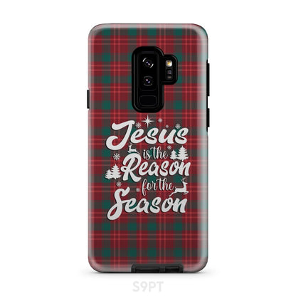 Christmas Phone Case - Jesus Is The Reason For The Season - Buffalo Plaid - Bible Verse Phone Cases Samsung
