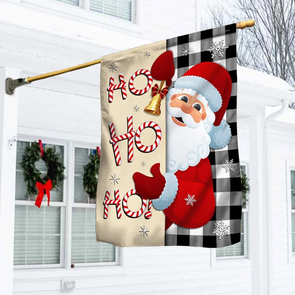 Christmas Santa Claus Welcome Home Ho Ho Ho Flag - Christmas Garden Flag - Christmas House Flag - Christmas Outdoor Decoration