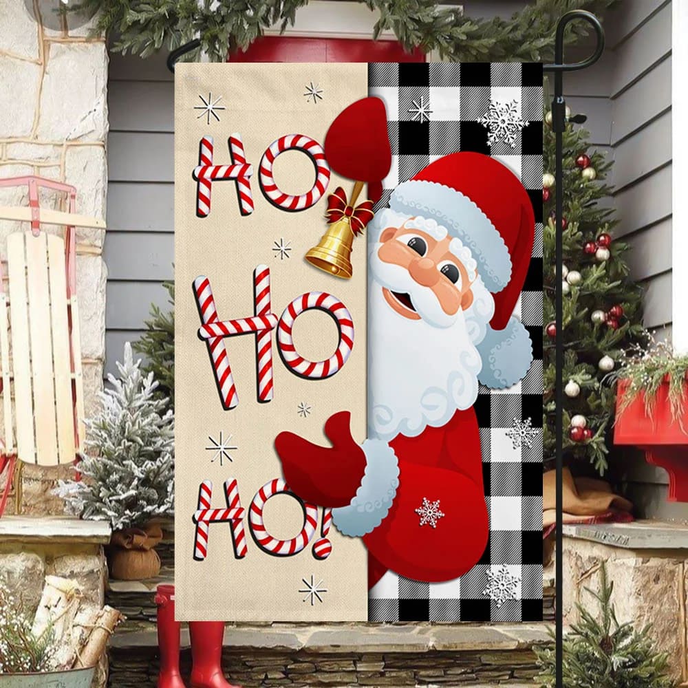 Christmas Santa Claus Welcome Home Ho Ho Ho Flag - Christmas Garden Flag - Christmas House Flag - Christmas Outdoor Decoration