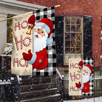 Christmas Santa Claus Welcome Home Ho Ho Ho Flag - Christmas Garden Flag - Christmas House Flag - Christmas Outdoor Decoration