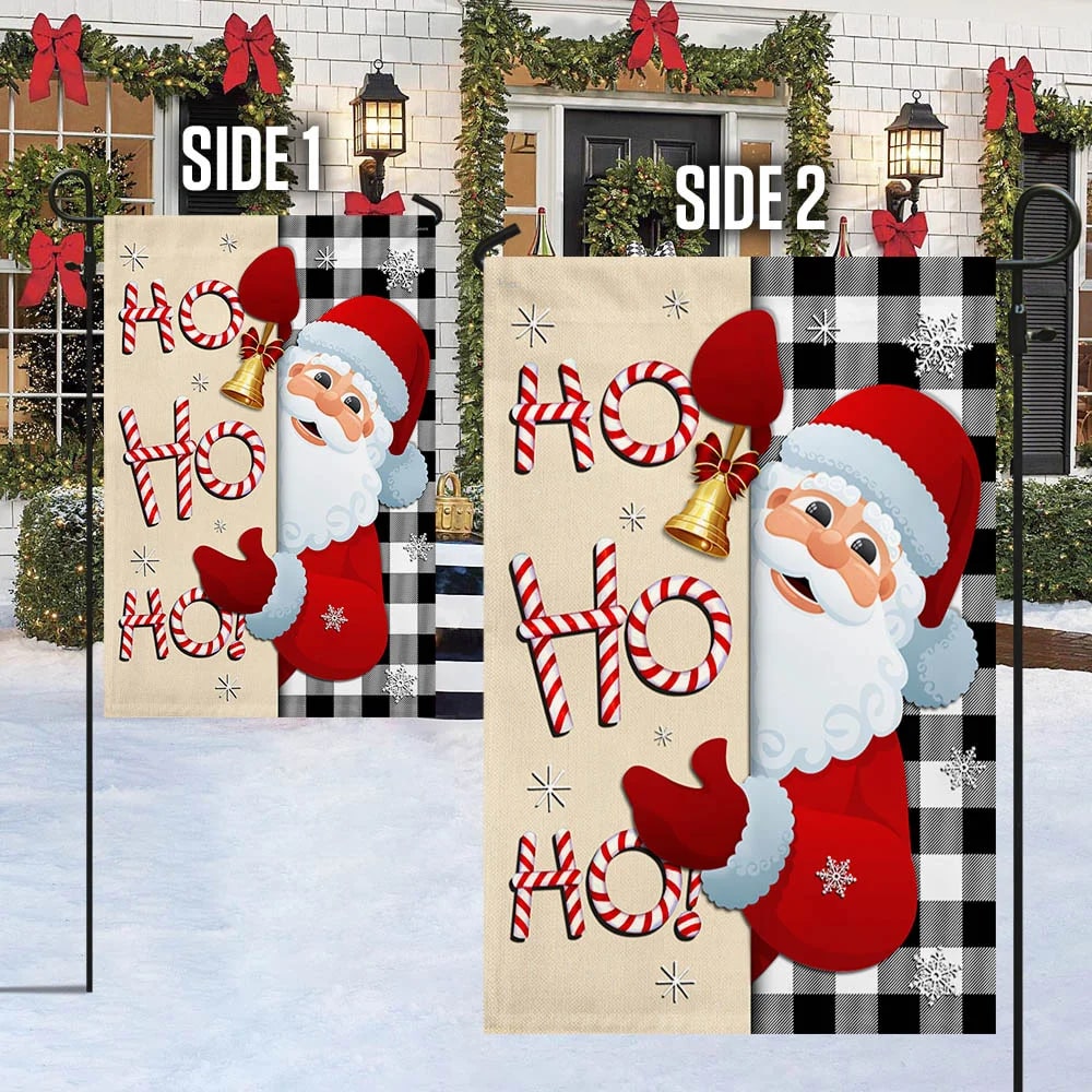Christmas Santa Claus Welcome Home Ho Ho Ho Flag - Christmas Garden Flag - Christmas House Flag - Christmas Outdoor Decoration