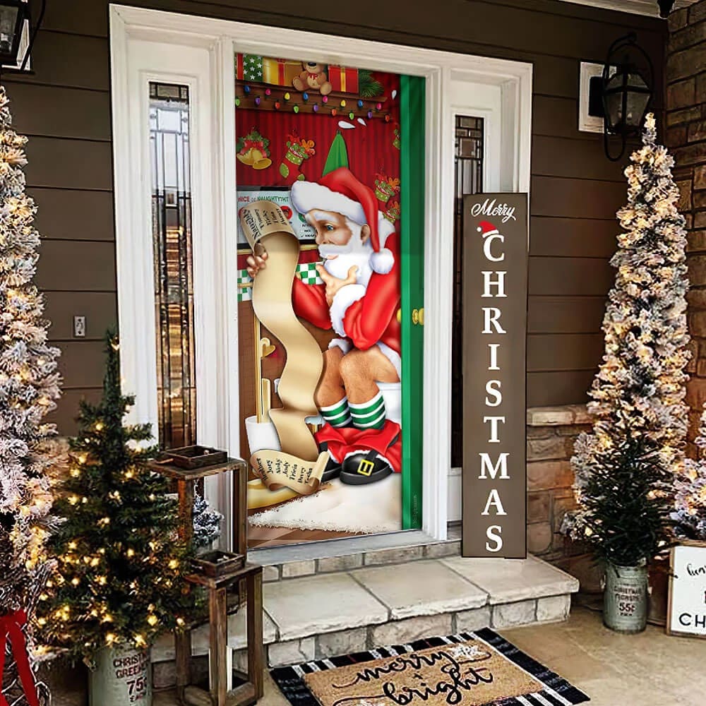 Christmas Santa Door Cover Funny - Christmas Door Cover