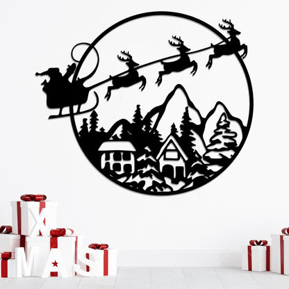 Christmas Scene Metal Wall Art - Metal Santa Sign - Metal Christmas Signs - Ciaocustom