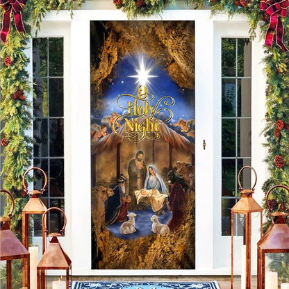 Christmas Silent Night Door Cover Jesus Is Born - Door Christmas Cover - Christmas Outdoor Decoration