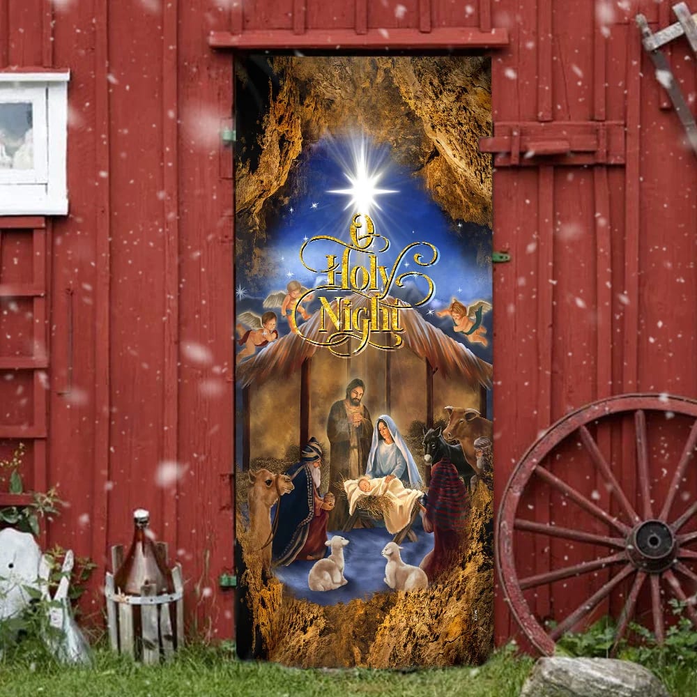 Christmas Silent Night Door Cover Jesus Is Born - Door Christmas Cover - Christmas Outdoor Decoration