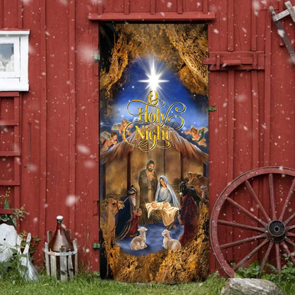Christmas Silent Night Door Cover Jesus Is Born - Door Christmas Cover - Christmas Outdoor Decoration