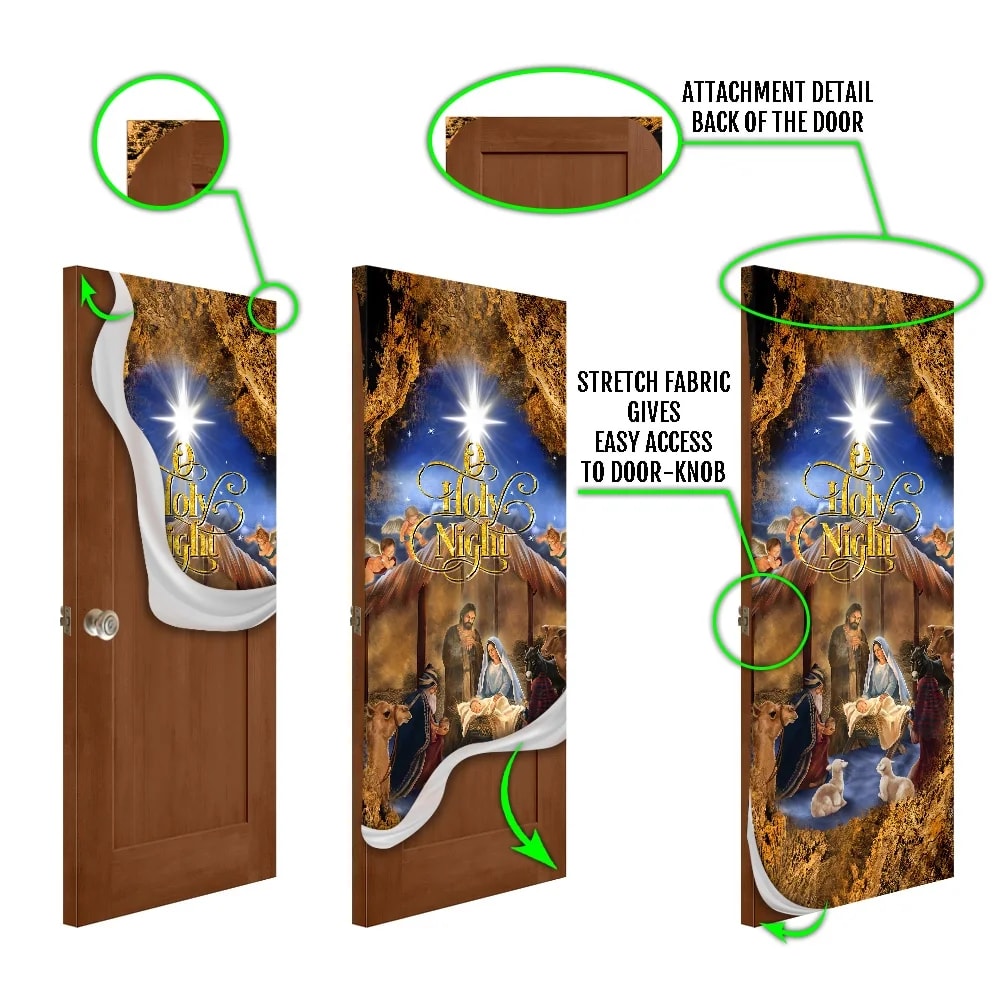 Christmas Silent Night Door Cover Jesus Is Born - Door Christmas Cover - Christmas Outdoor Decoration
