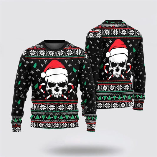 Christmas Skull Wearing Santa Claus Ugly Christmas Sweater For Men And Women, Best Gift For Christmas, The Beautiful Winter Christmas Outfit