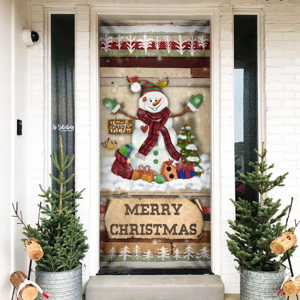 Christmas Snowman Door Cover - Door Christmas Cover - Christmas Outdoor Decoration