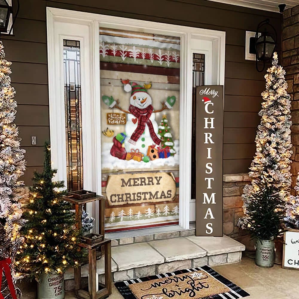 Christmas Snowman Door Cover - Door Christmas Cover - Christmas Outdoor Decoration