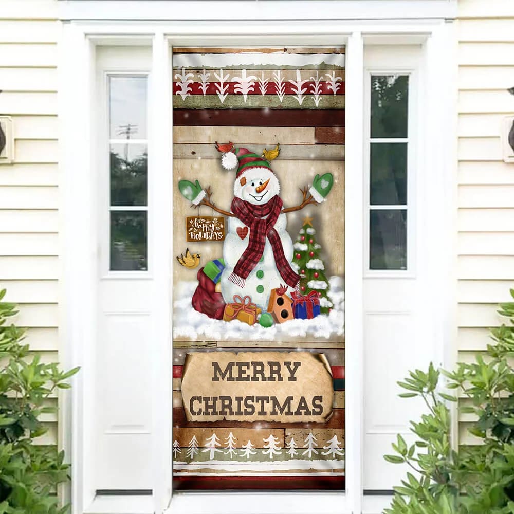 Christmas Snowman Door Cover - Door Christmas Cover - Christmas Outdoor Decoration