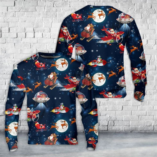 Christmas Space Pattern Noel Santa Ugly Christmas Sweater For Men And Women, Best Gift For Christmas, The Beautiful Winter Christmas Outfit